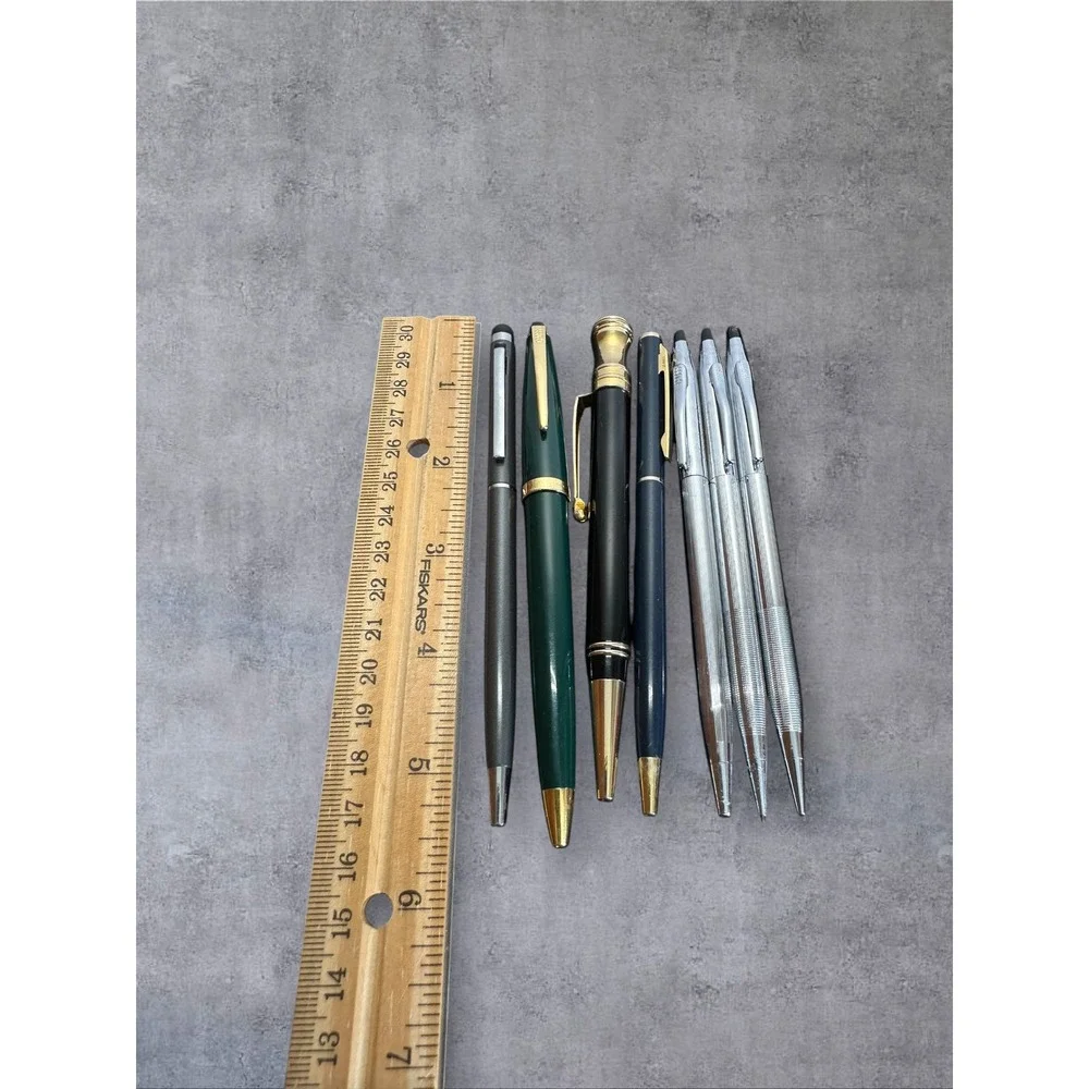 Cross Parker Mixed Ballpoint Pen/Pencil Lot 7pc Silver Gold Green Vintage -As Is